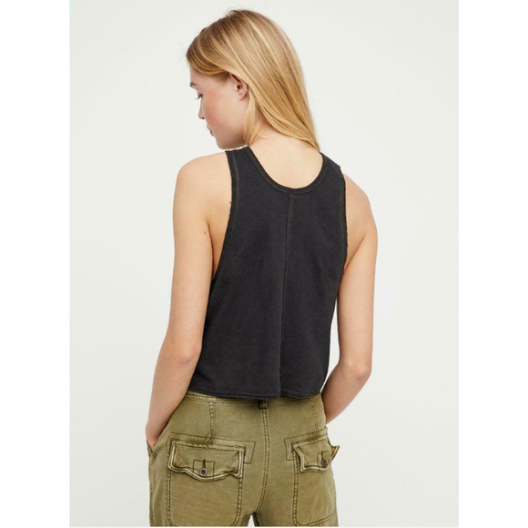 Free People We The Free Window Crochet Star Crop Tank Top Black Size Medium - Picture 2 of 9